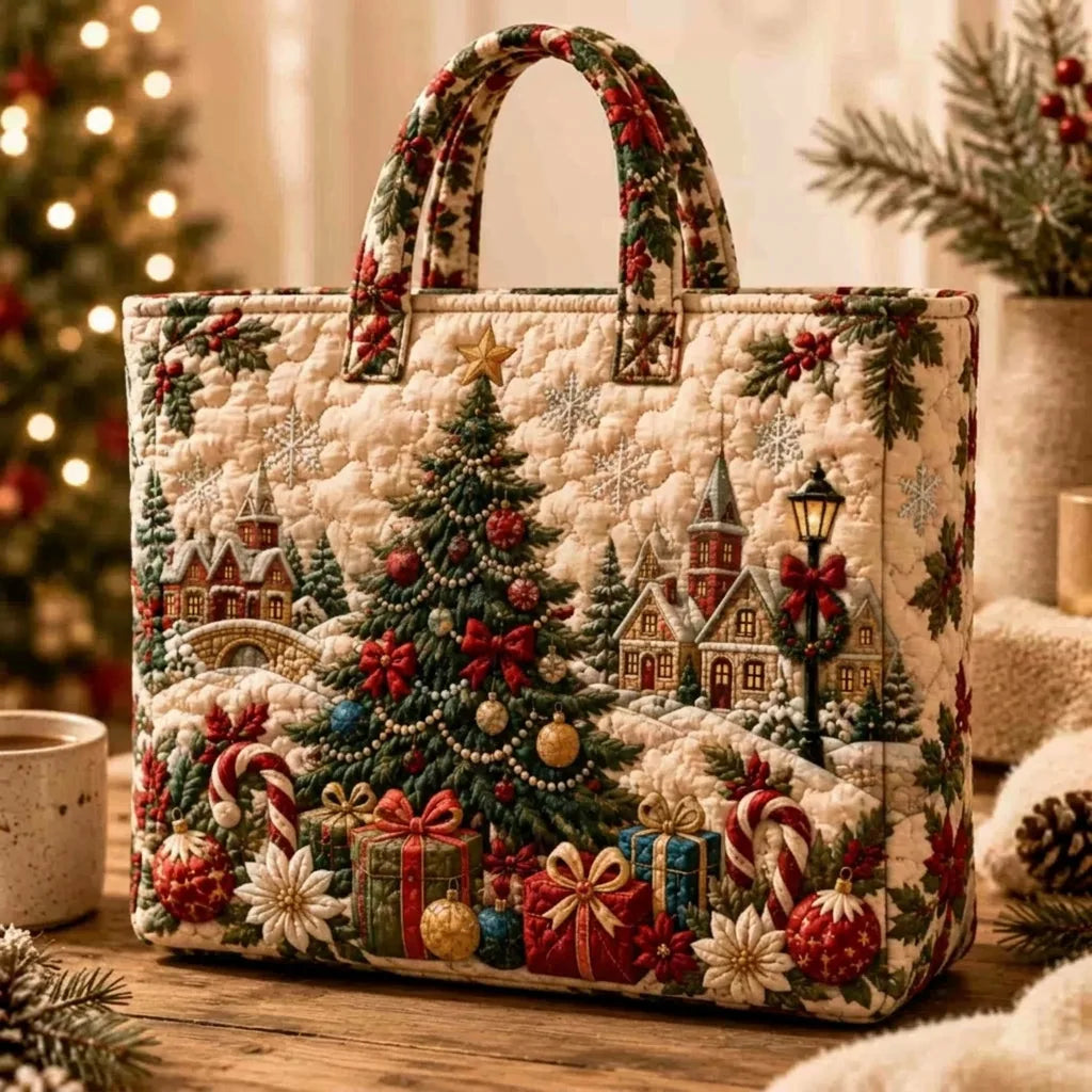 🔥 Last Day 56% OFF 🎄🎅Quilted Christmas Shoulder Tote Bag – 12 Designs