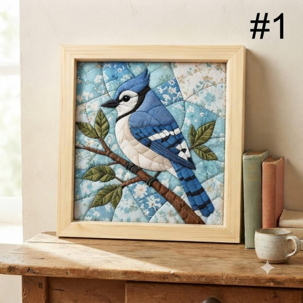 Kinusaiga-Framed No-Sew Animal Fabric Art Kit