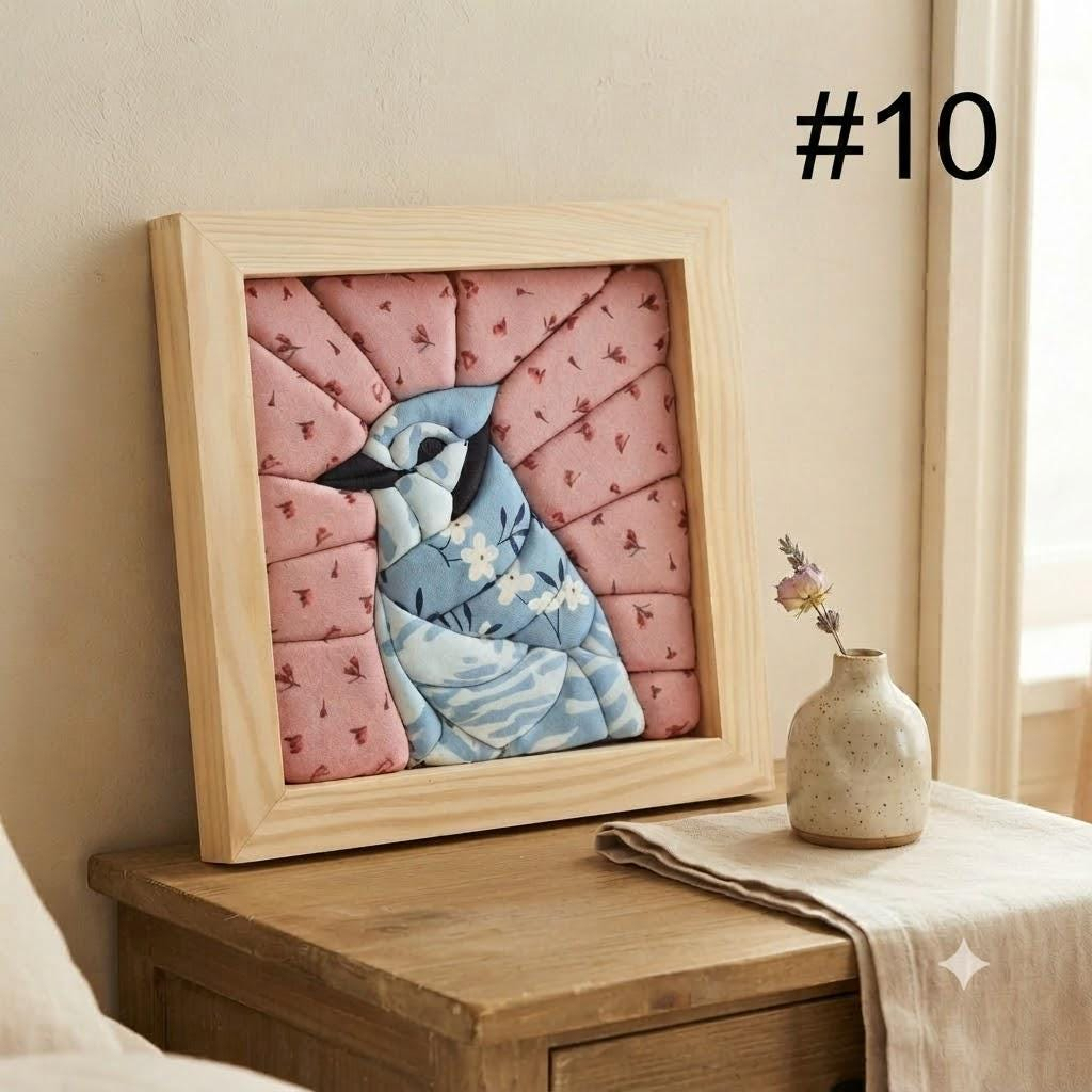 Kinusaiga-Framed No-Sew Animal Fabric Art Kit