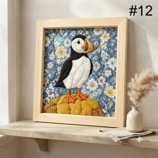 Kinusaiga-Framed No-Sew Animal Fabric Art Kit