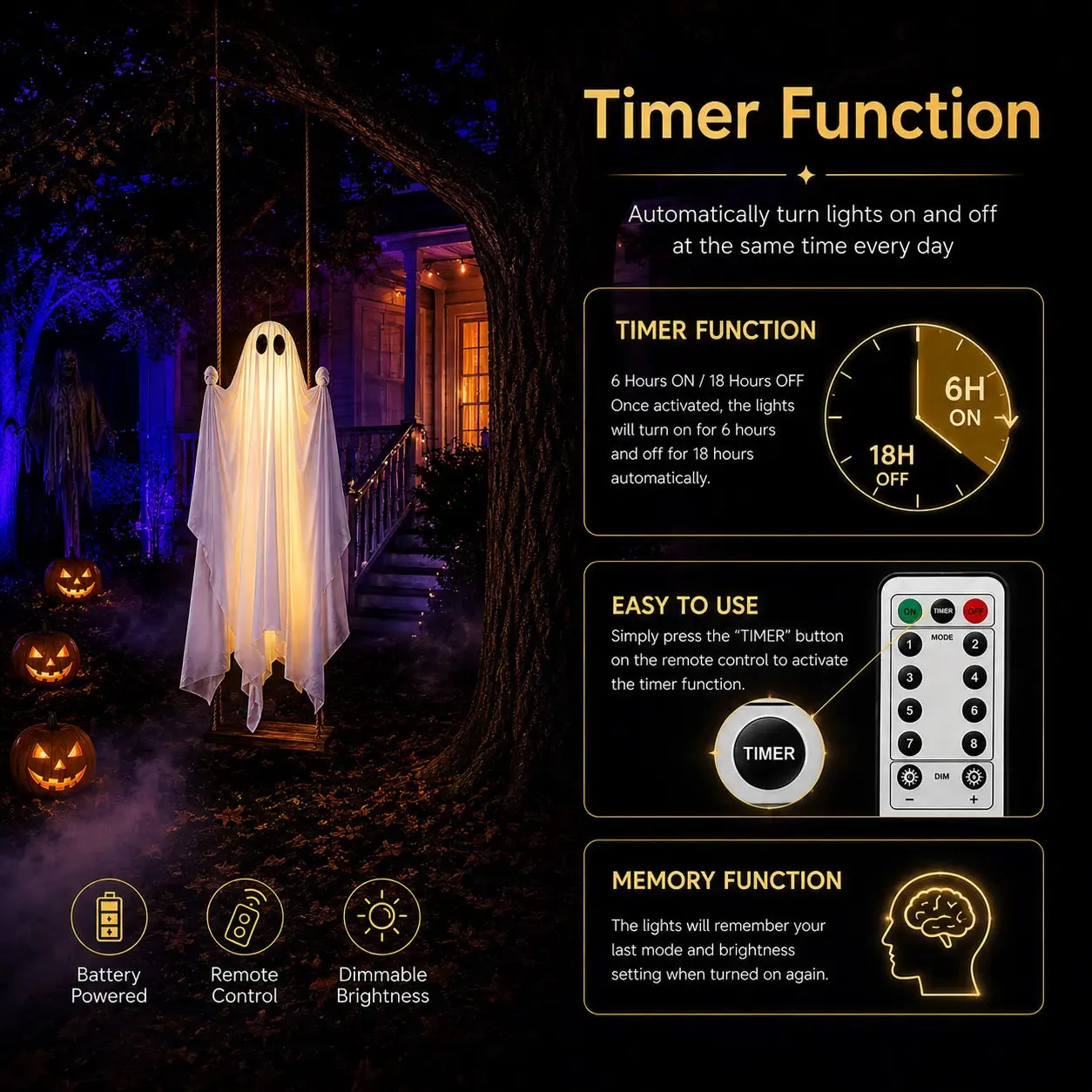👻49% Off Last Day🔥Halloween Decorations Outdoor 5FT Ghost Swing Lights