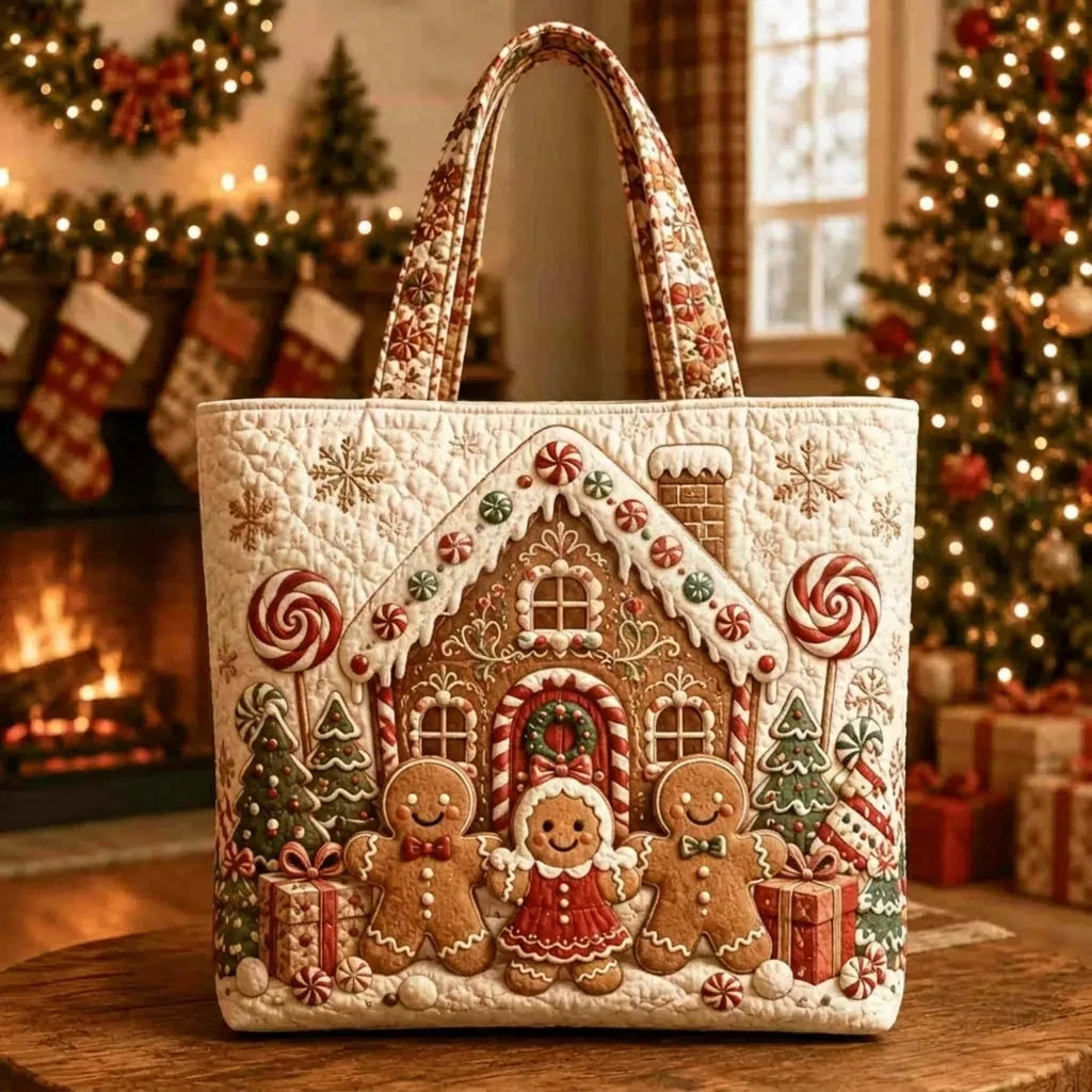 🔥 Last Day 56% OFF 🎄🎅Quilted Christmas Shoulder Tote Bag – 12 Designs