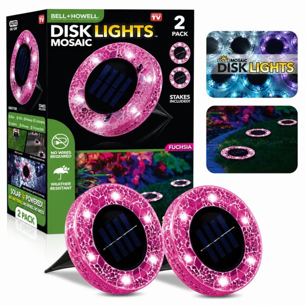 🛋️Solar Mosaic Disk Lights – Waterproof LED Pathway Lights with Auto On/Off