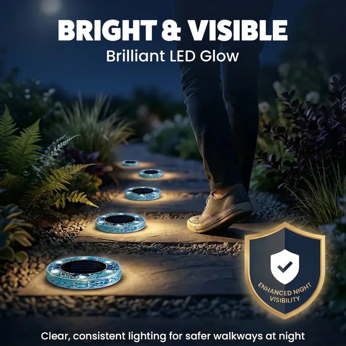 🛋️Solar Mosaic Disk Lights – Waterproof LED Pathway Lights with Auto On/Off