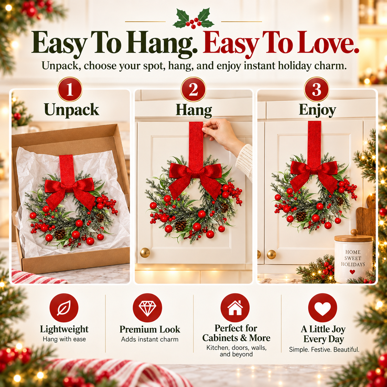 🏆2025 Super Value Set(50% OFF)💥🔥Retrowavy Christmas Kitchen Cabinet Wreaths
