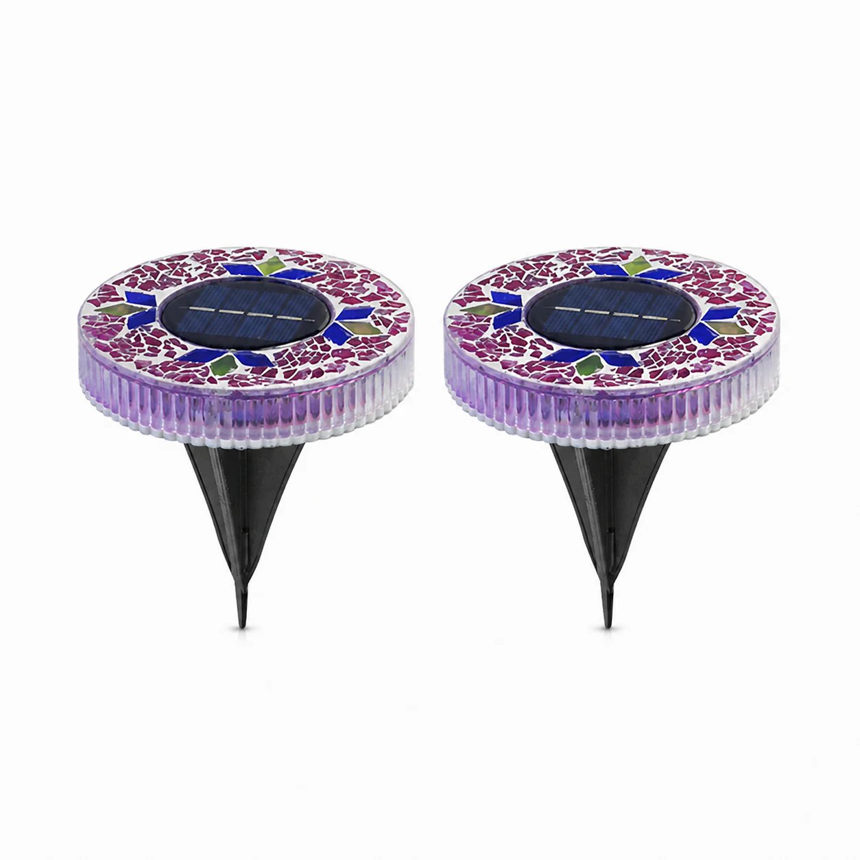 🛋️Solar Mosaic Disk Lights – Waterproof LED Pathway Lights with Auto On/Off