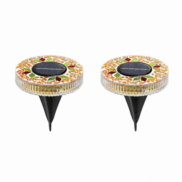 🛋️Solar Mosaic Disk Lights – Waterproof LED Pathway Lights with Auto On/Off