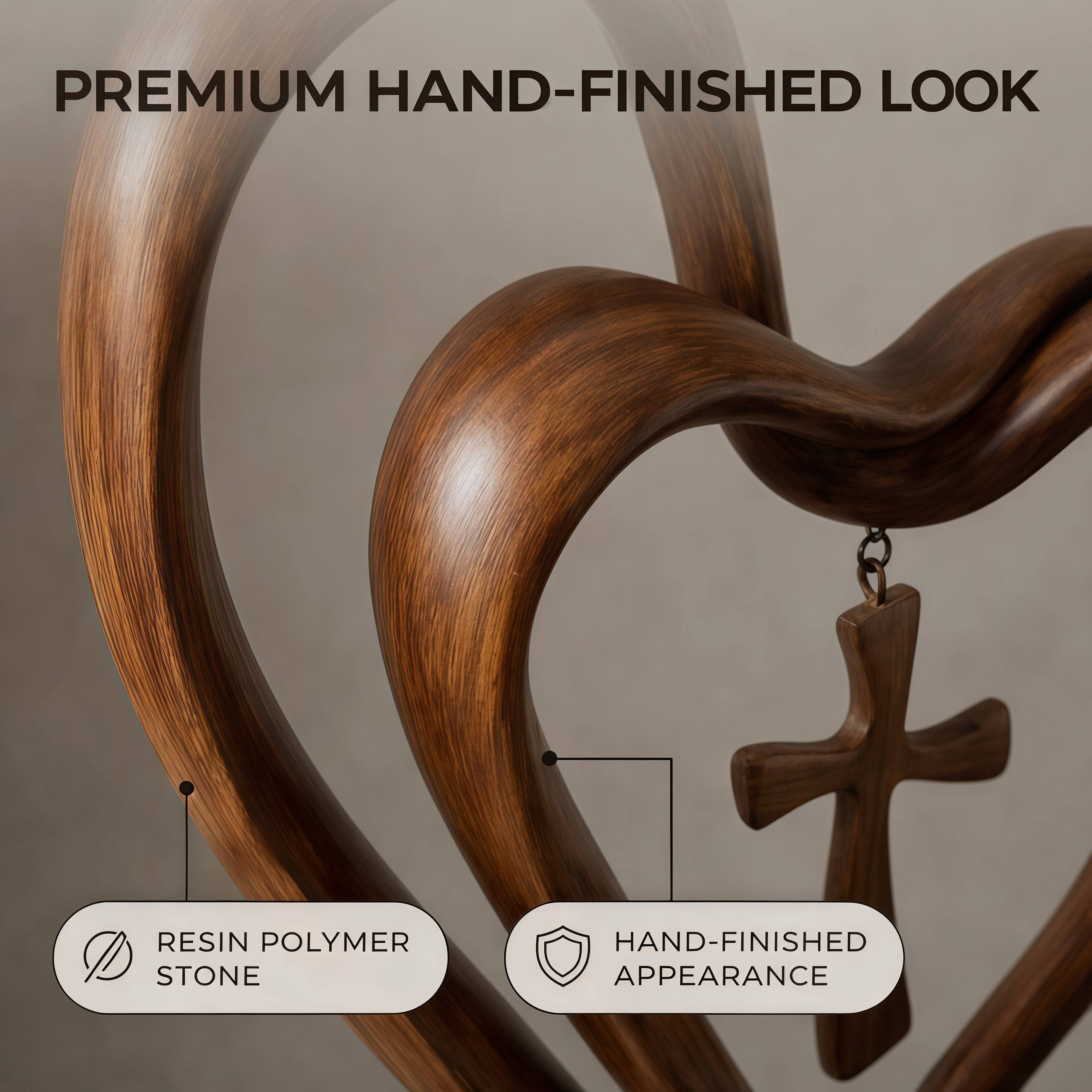 ✝Marriage Takes Three – Entwined Heart & Cross Christian Wedding Sculpture