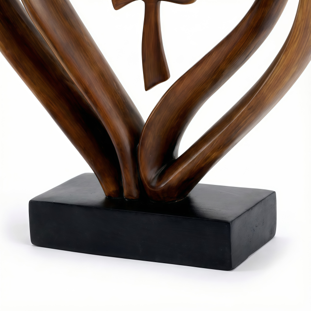 ✝Marriage Takes Three – Entwined Heart & Cross Christian Wedding Sculpture