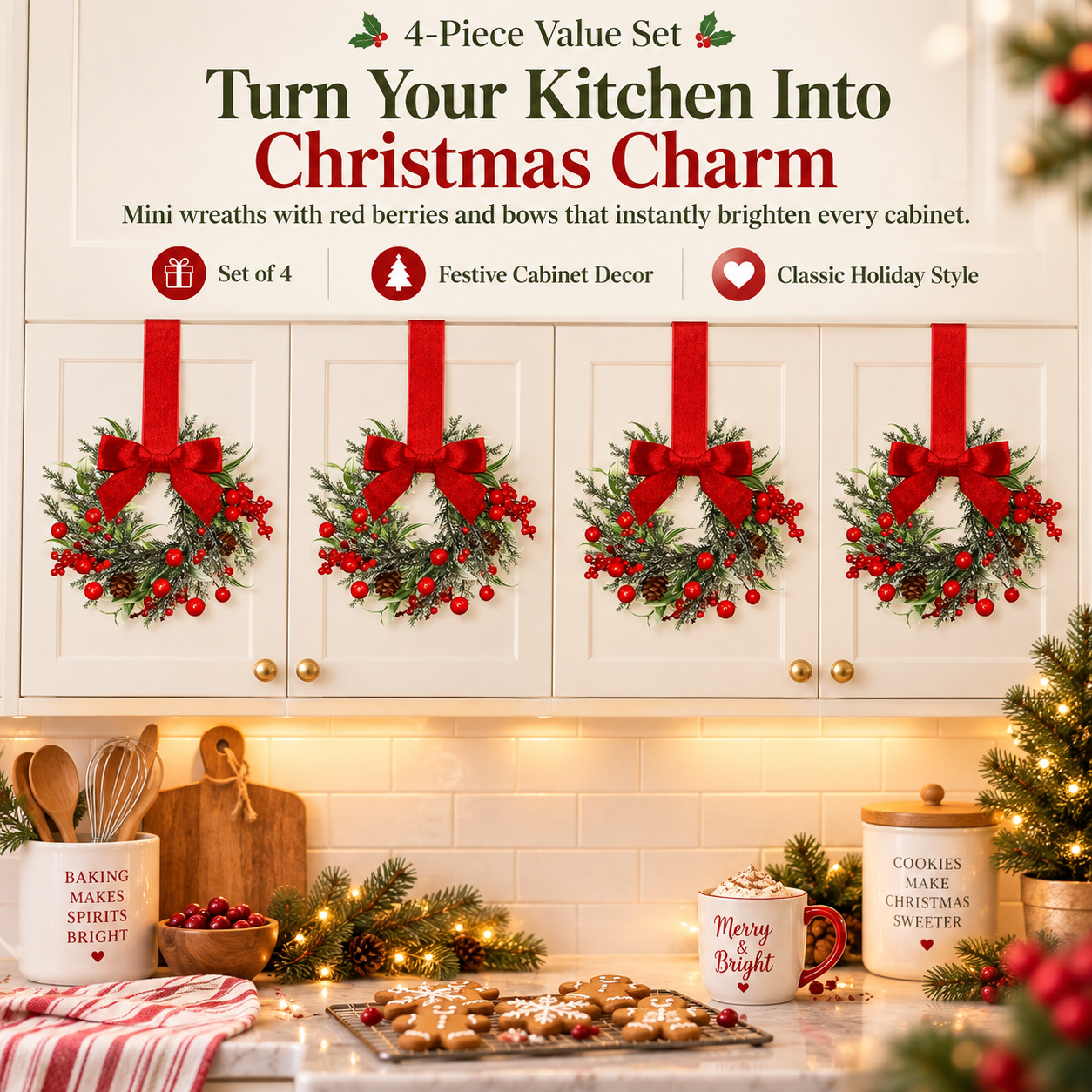 🏆2025 Super Value Set(50% OFF)💥🔥Retrowavy Christmas Kitchen Cabinet Wreaths