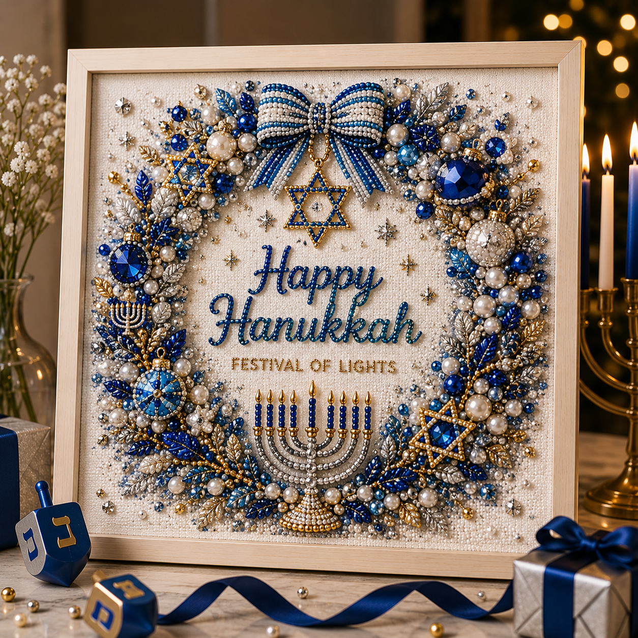 🔥Only Today BUY 2 GET 1 FREE🎁 DIY Hanukkah Pearl Art Kit ✨