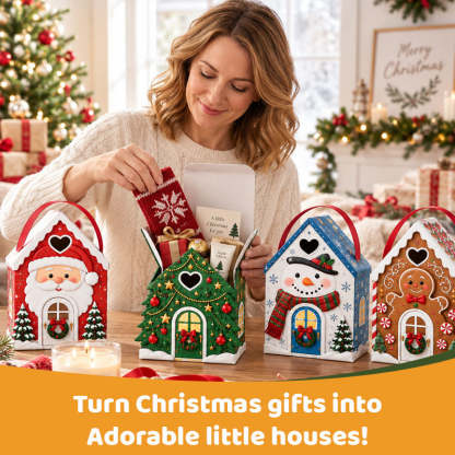 🏠 Christmas Cottage Handle Gift Box – 3D House‑Shaped Festive Packaging For Small Treats