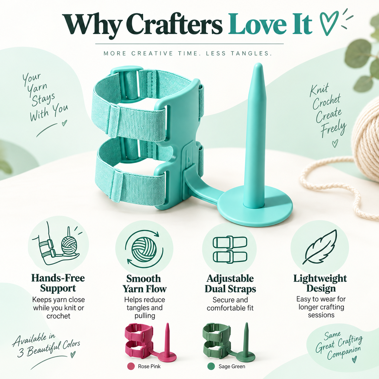 🧶 Portable Arm Yarn Holder for Knitting & Crochet