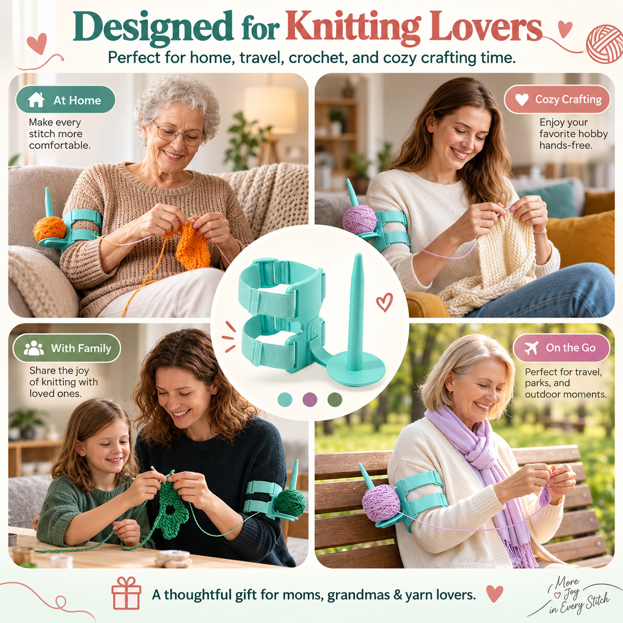 🧶 Portable Arm Yarn Holder for Knitting & Crochet