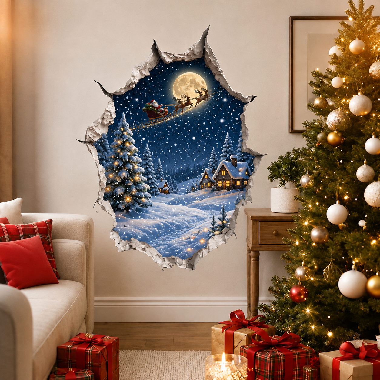 🔥Last Day 49% OFF-Creative 3D Christmas Santa Wall Sticker