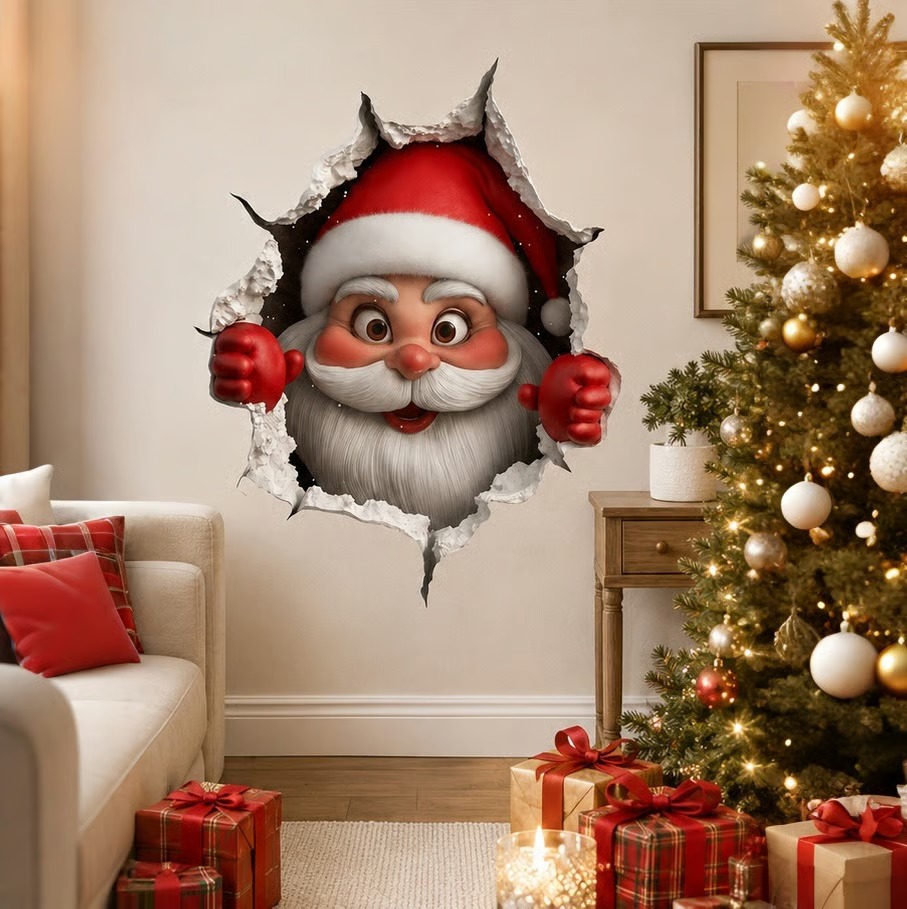 🔥Last Day 49% OFF-Creative 3D Christmas Santa Wall Sticker