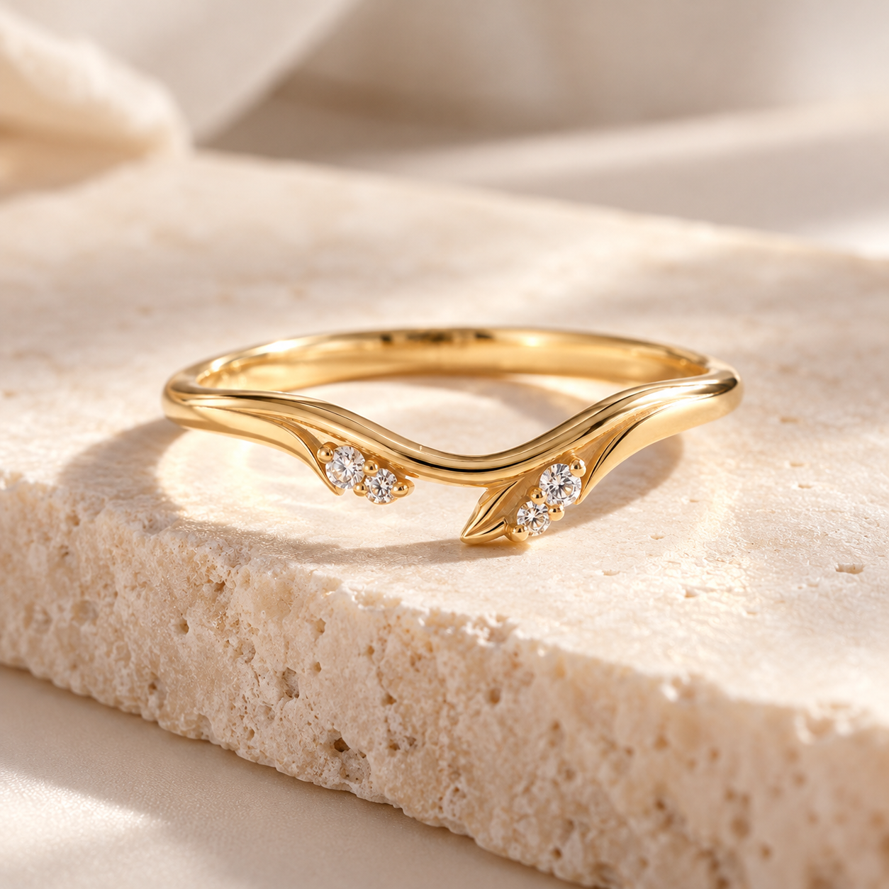 Floral Chevron Diamond Ring