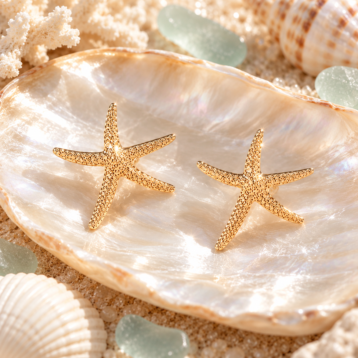 Gold Starfish Stud Earrings