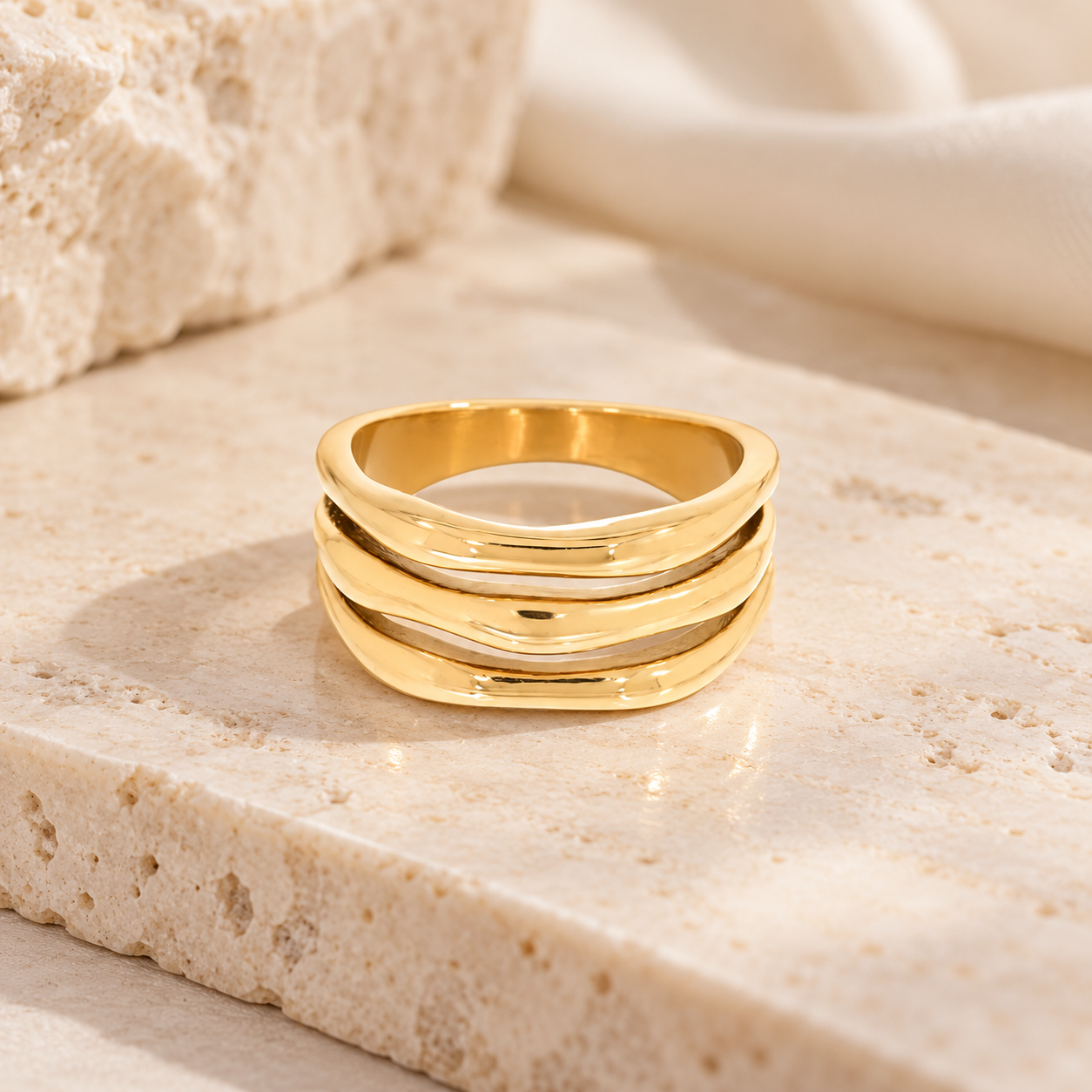 Triple Layer Gold Ring
