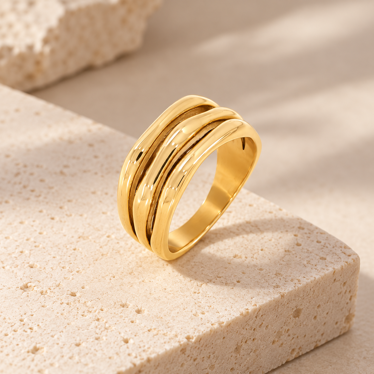 Triple Layer Gold Ring