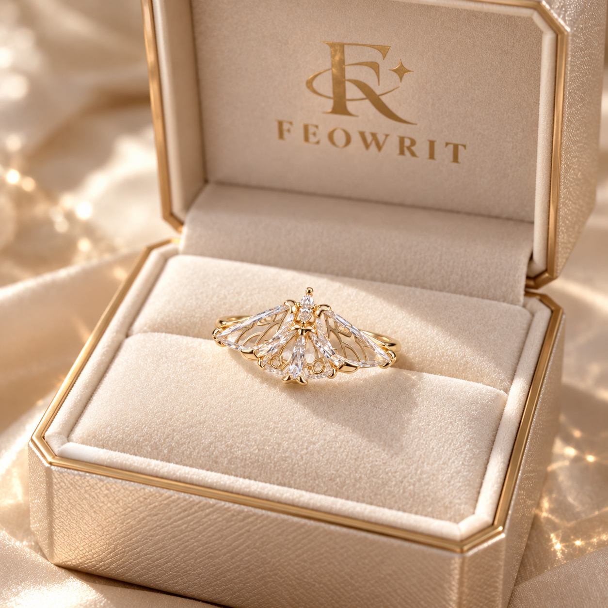 Moissanite Moth Wing Ring