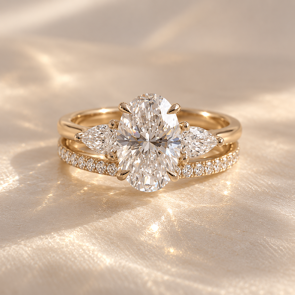 Oval Moissanite Bridal Ring Set
