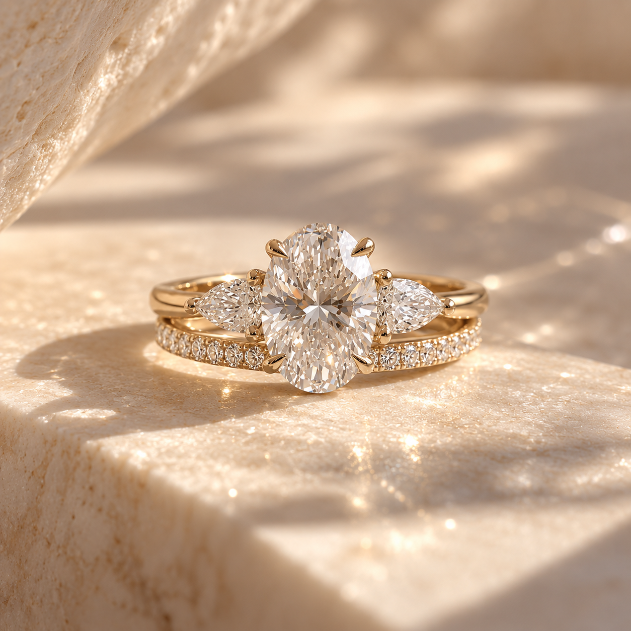 Oval Moissanite Bridal Ring Set