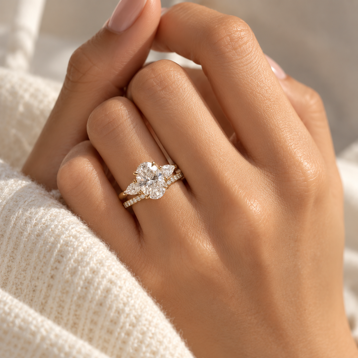Oval Moissanite Bridal Ring Set