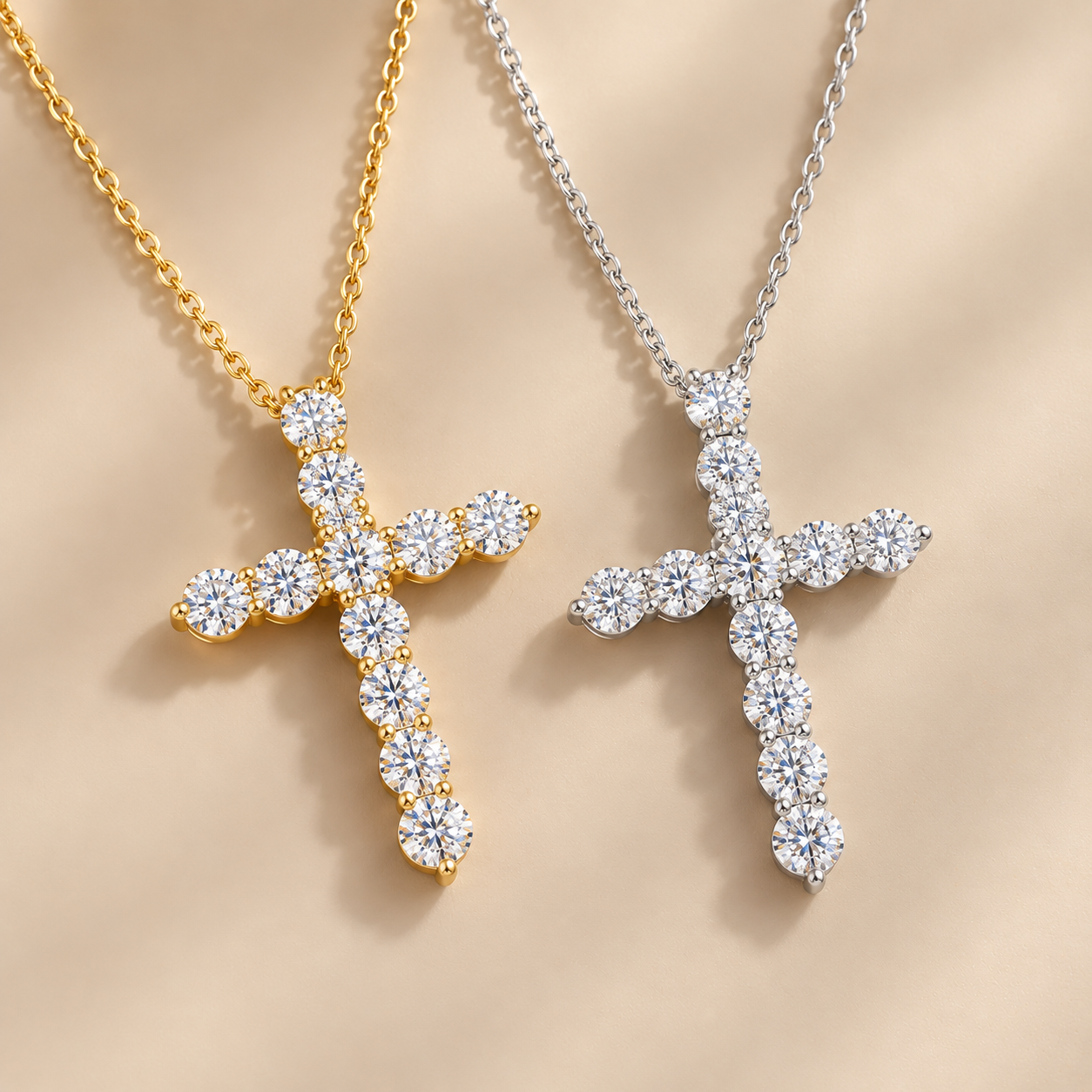Moissanite Cross Pendant Necklace