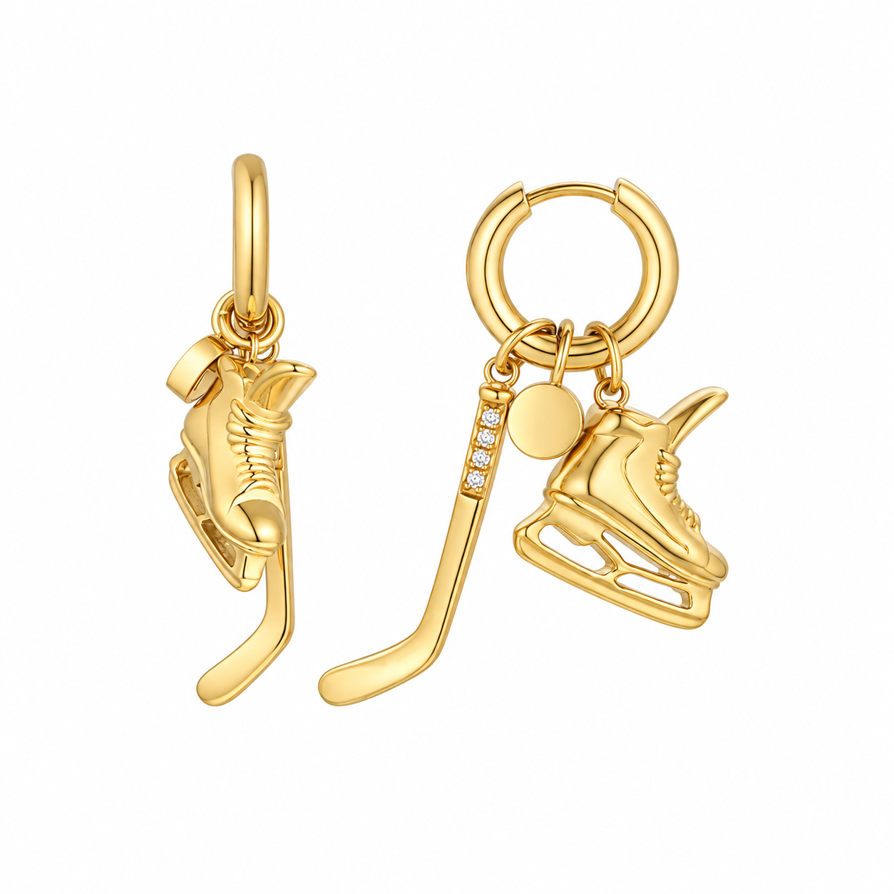 Hockey Charm Hoop Earrings
