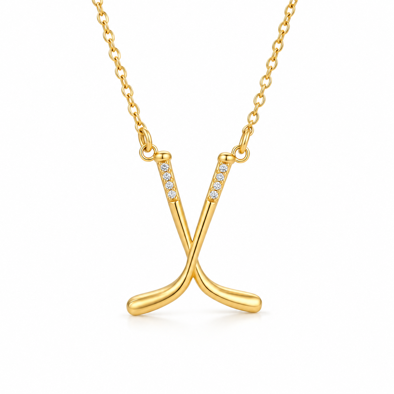 Crossed Hockey Sticks Necklace