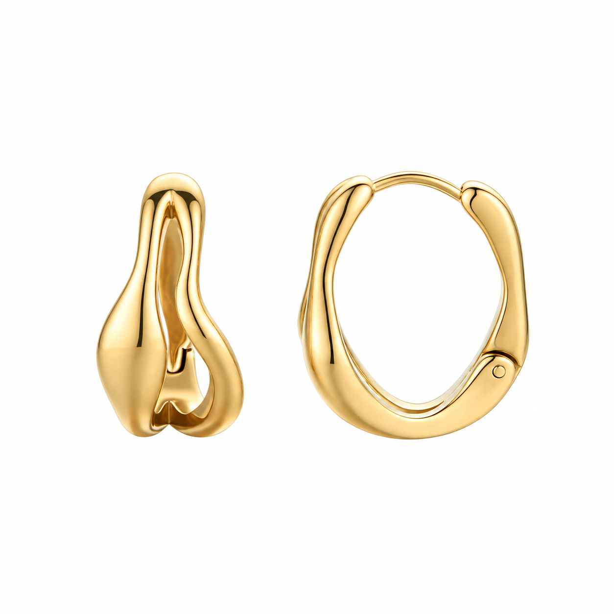 Sculptural Wave Hoop Earrings
