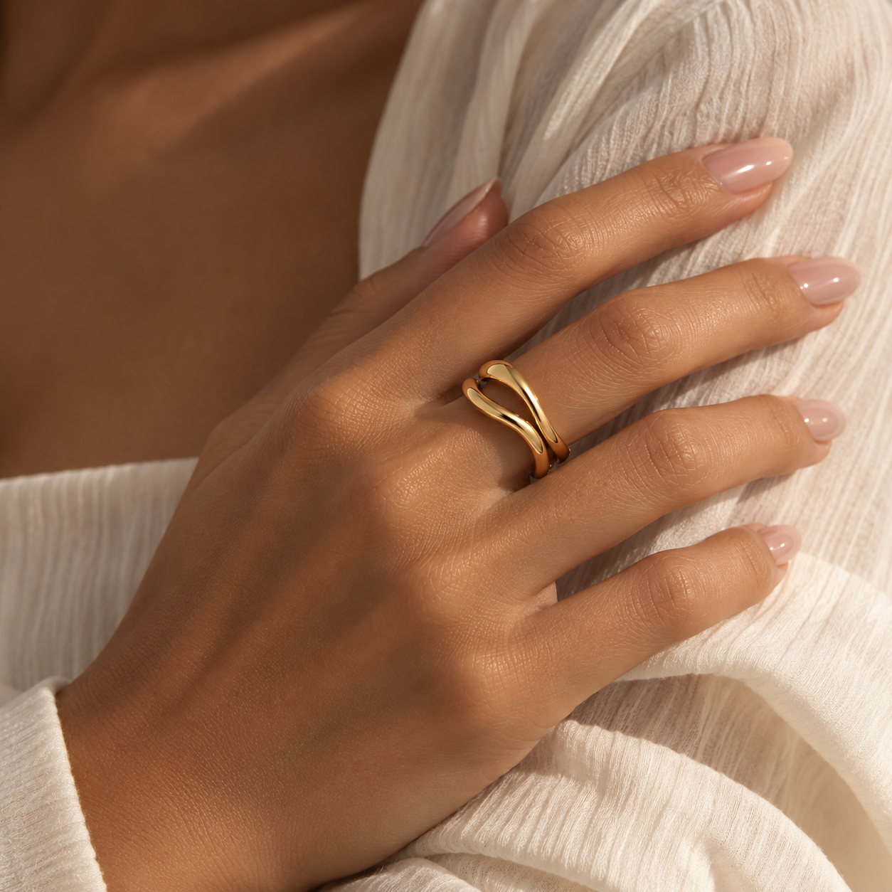 Sculptural Crossover Ring