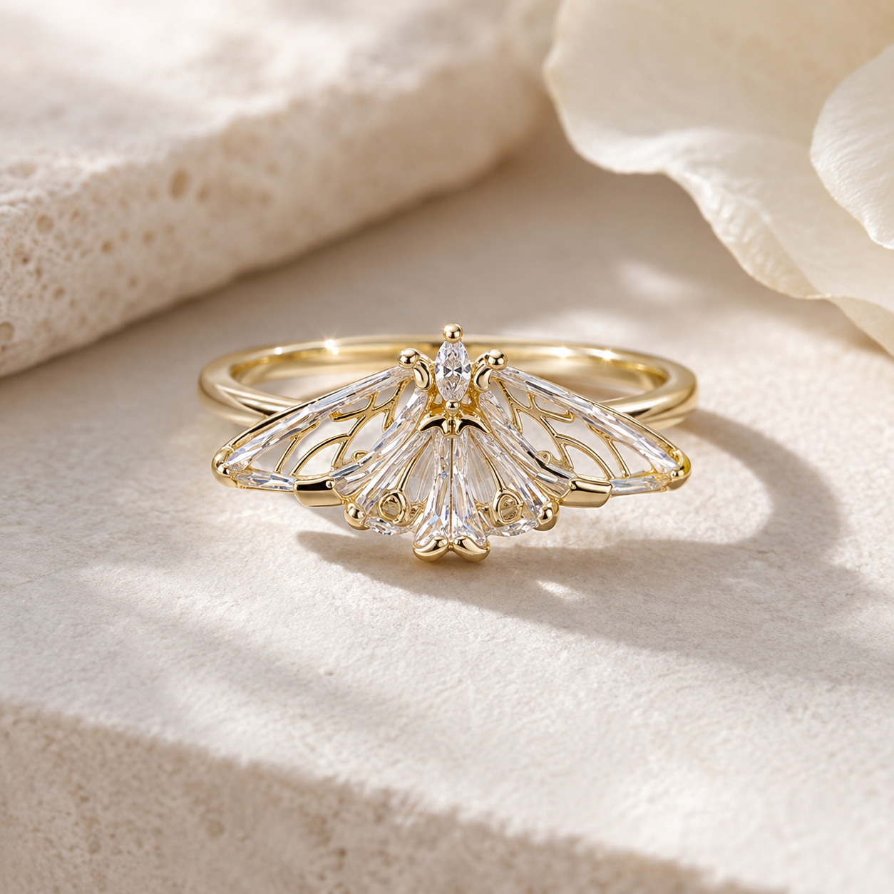 Moissanite Moth Wing Ring