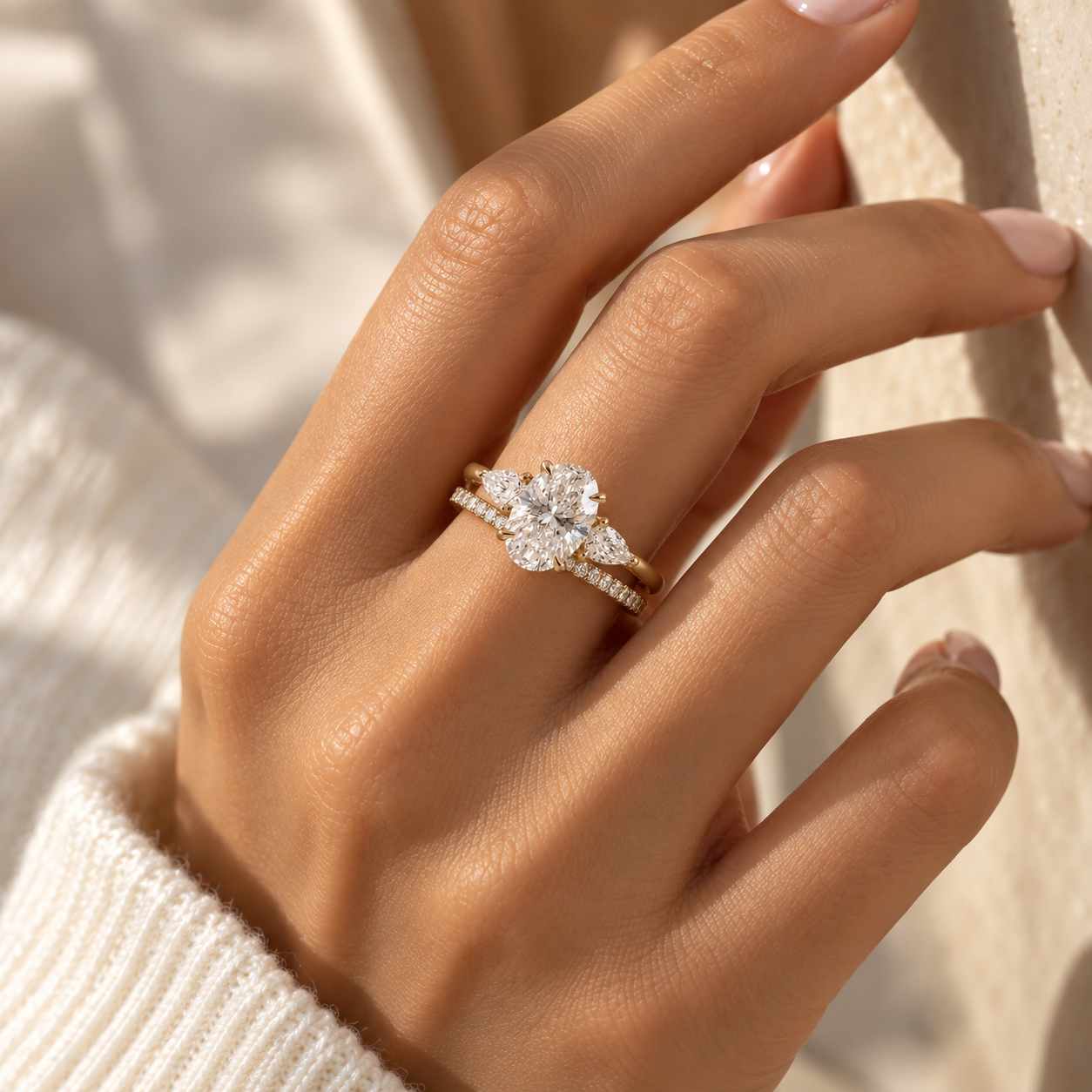 Oval Moissanite Bridal Ring Set