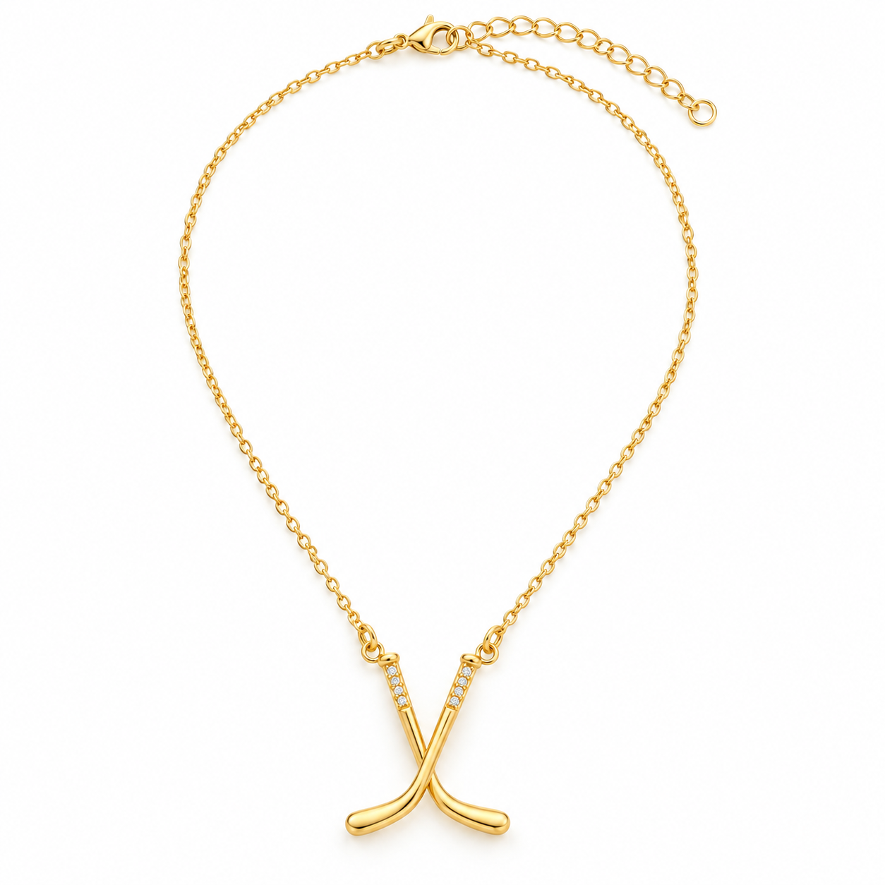 Crossed Hockey Sticks Necklace
