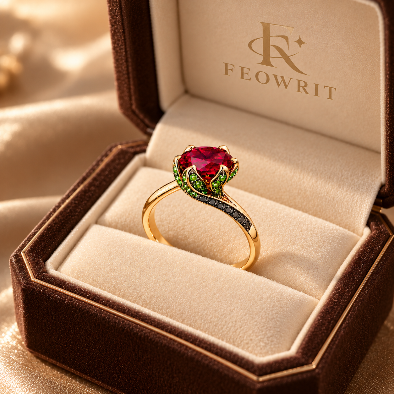 Floral Garnet Statement Ring