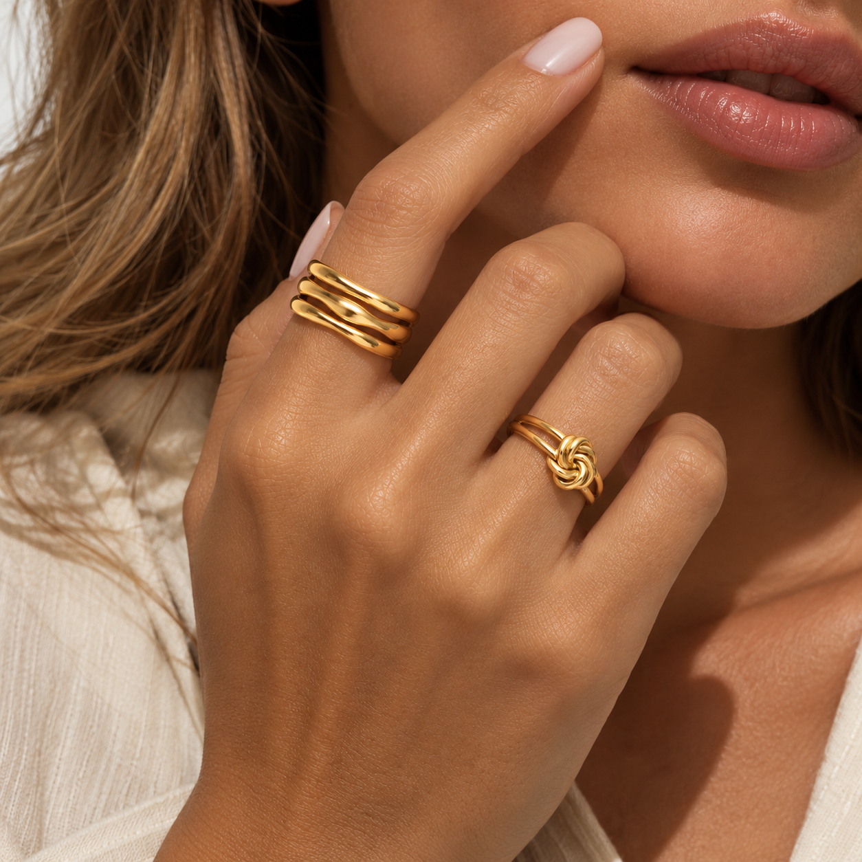 Triple Layer Gold Ring