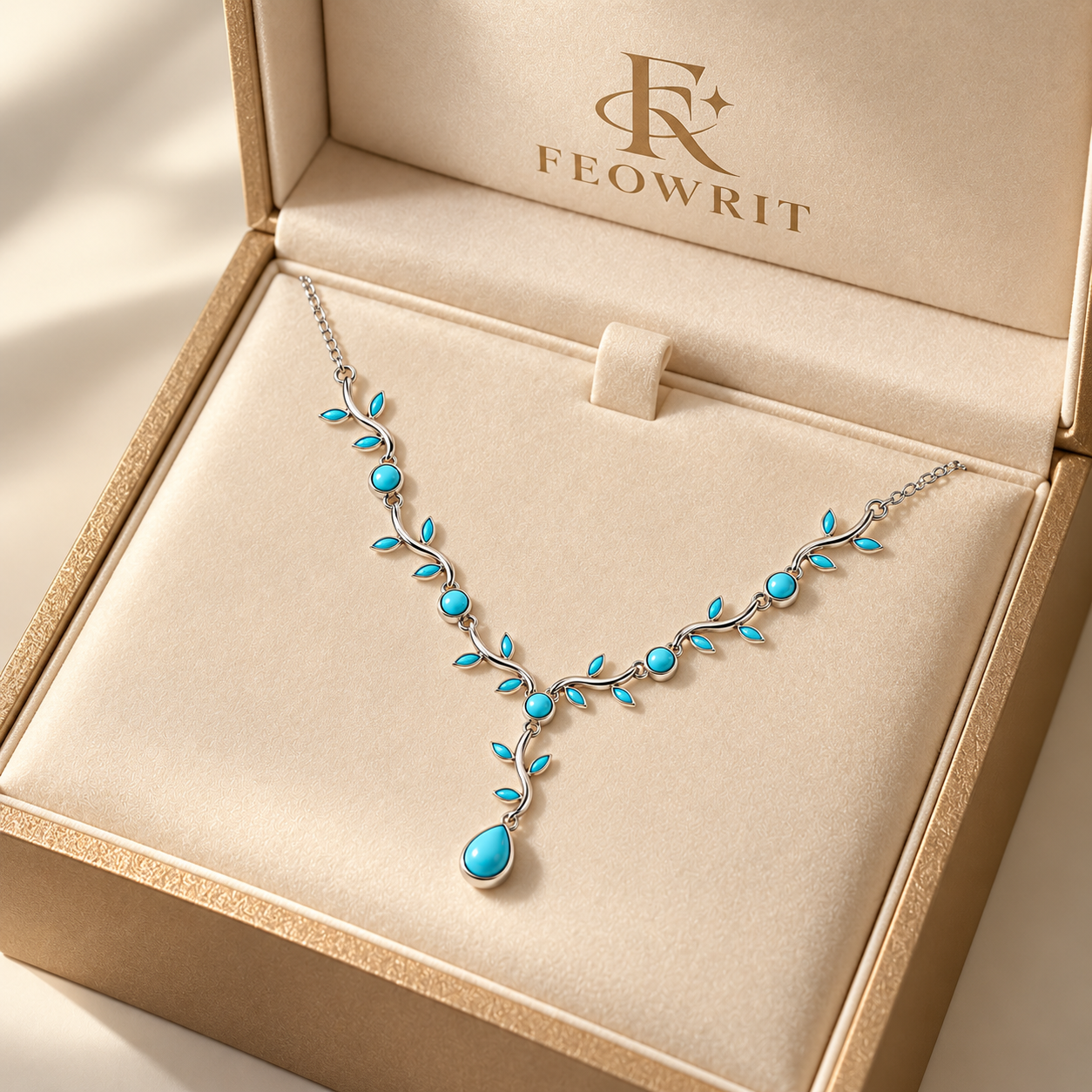 Natural Turquoise Vine Leaf Necklace