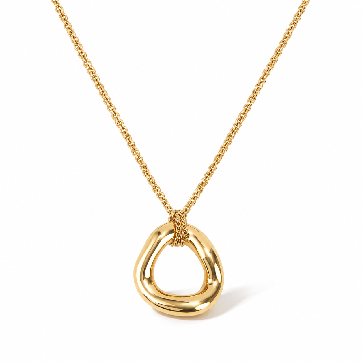 Sculptural Organic Circle Pendant Necklace