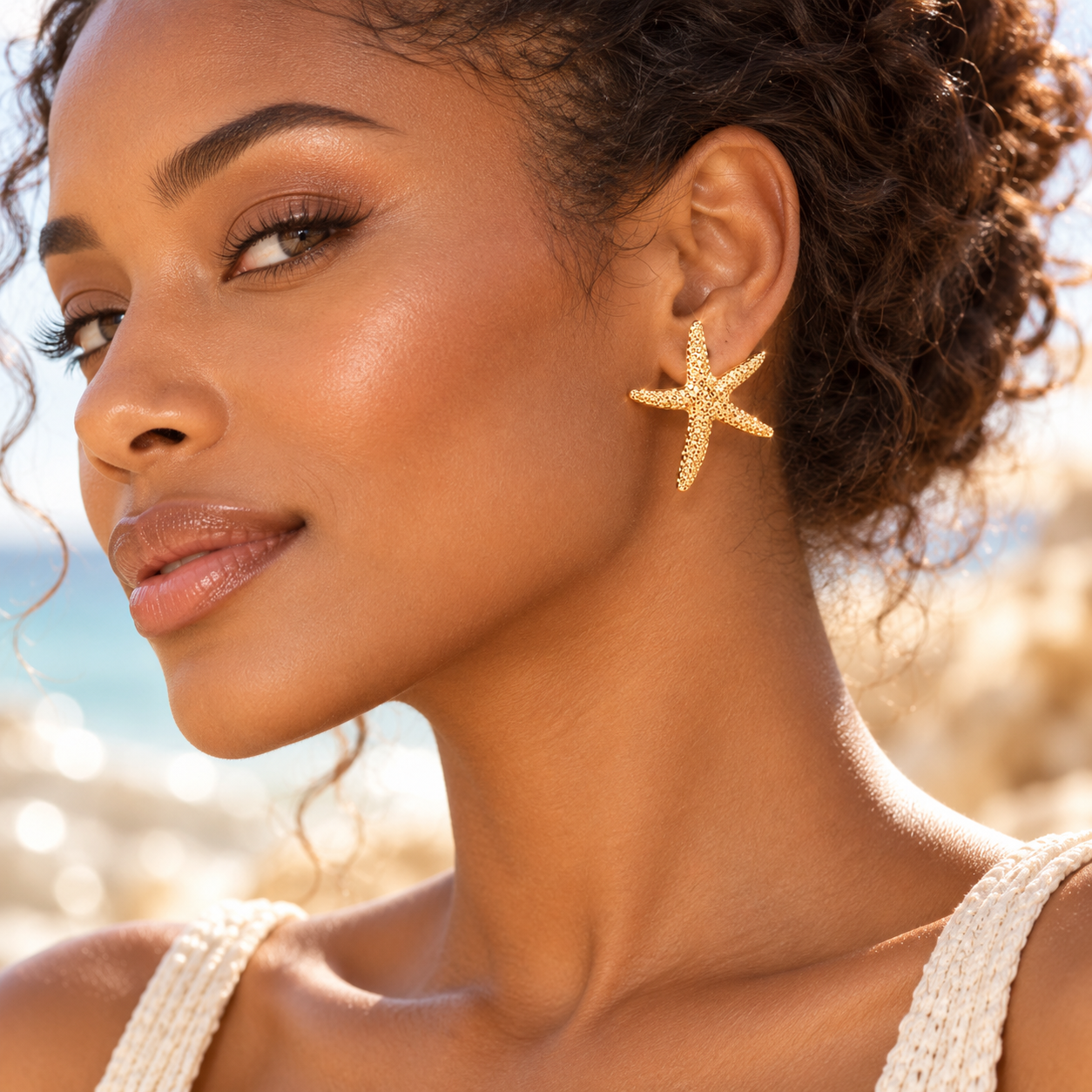 Gold Starfish Stud Earrings