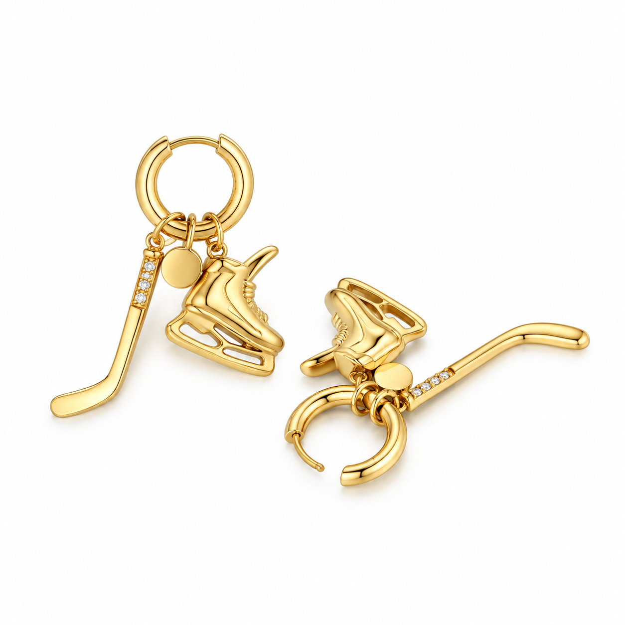 Hockey Charm Hoop Earrings