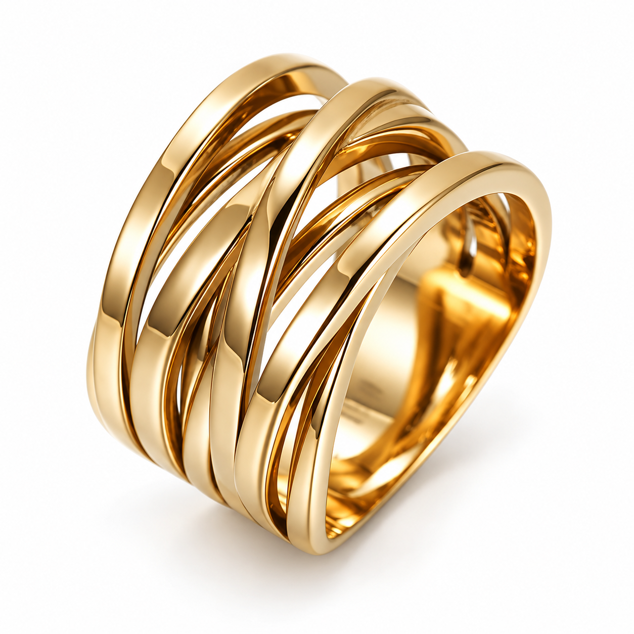 Sculpted Crossover Multi-Band Ring