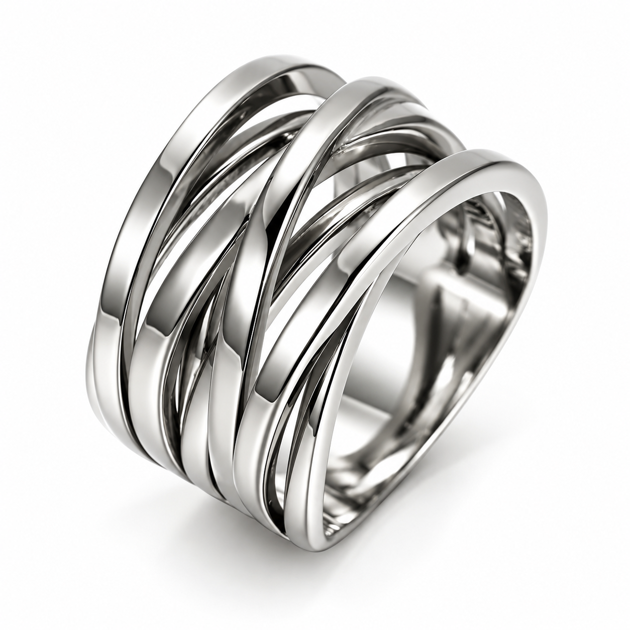 Sculpted Crossover Multi-Band Ring