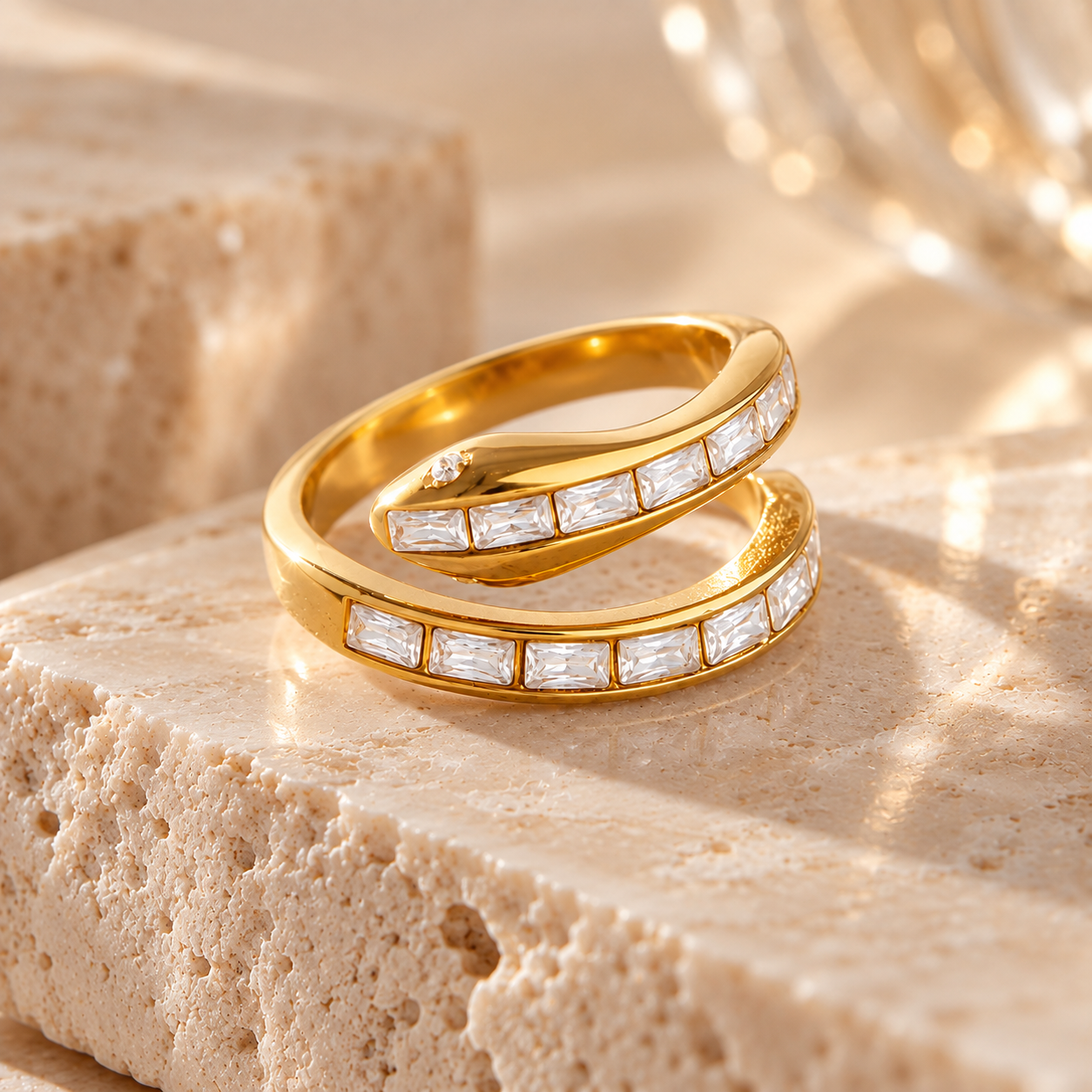 Crystal Serpent Wrap Ring