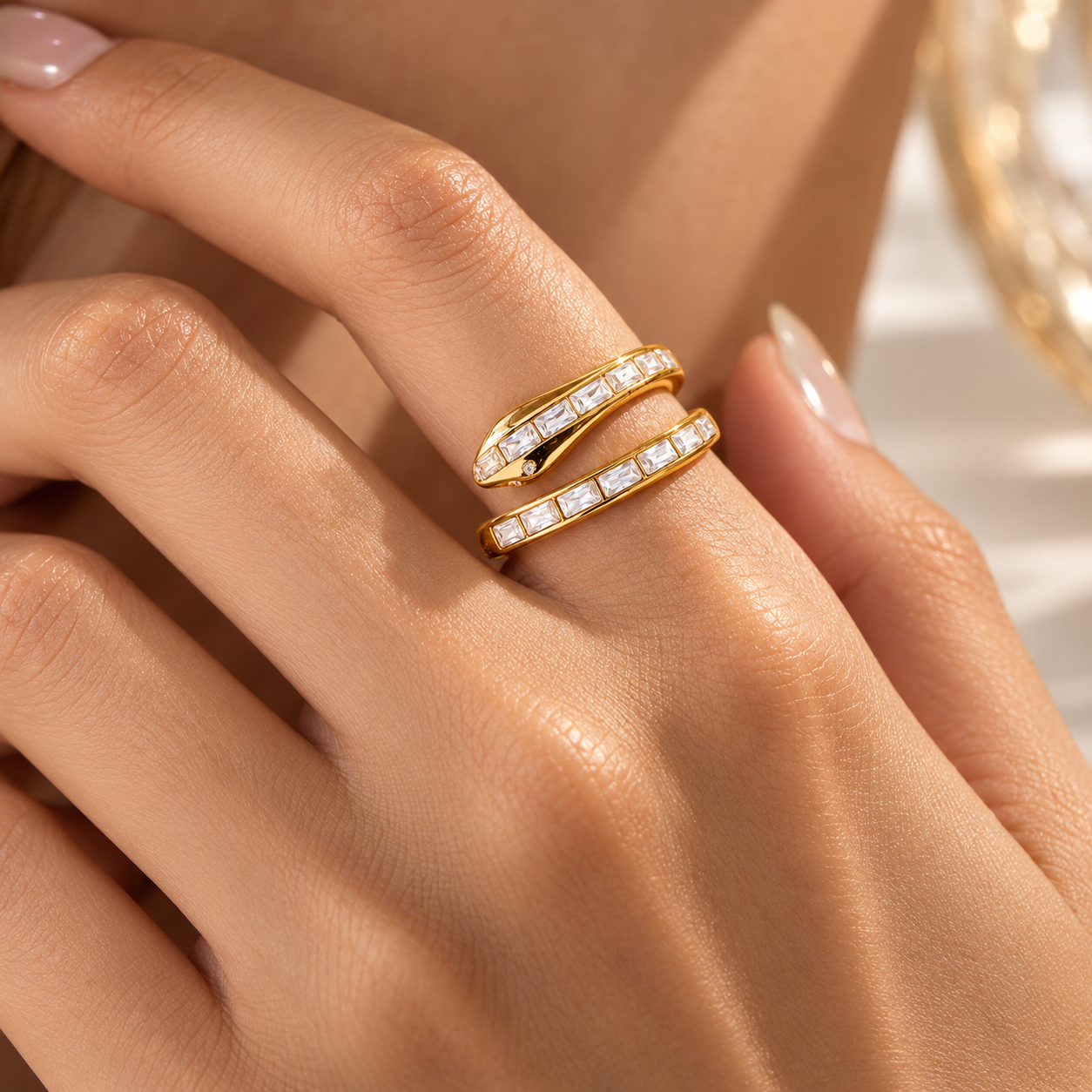 Crystal Serpent Wrap Ring