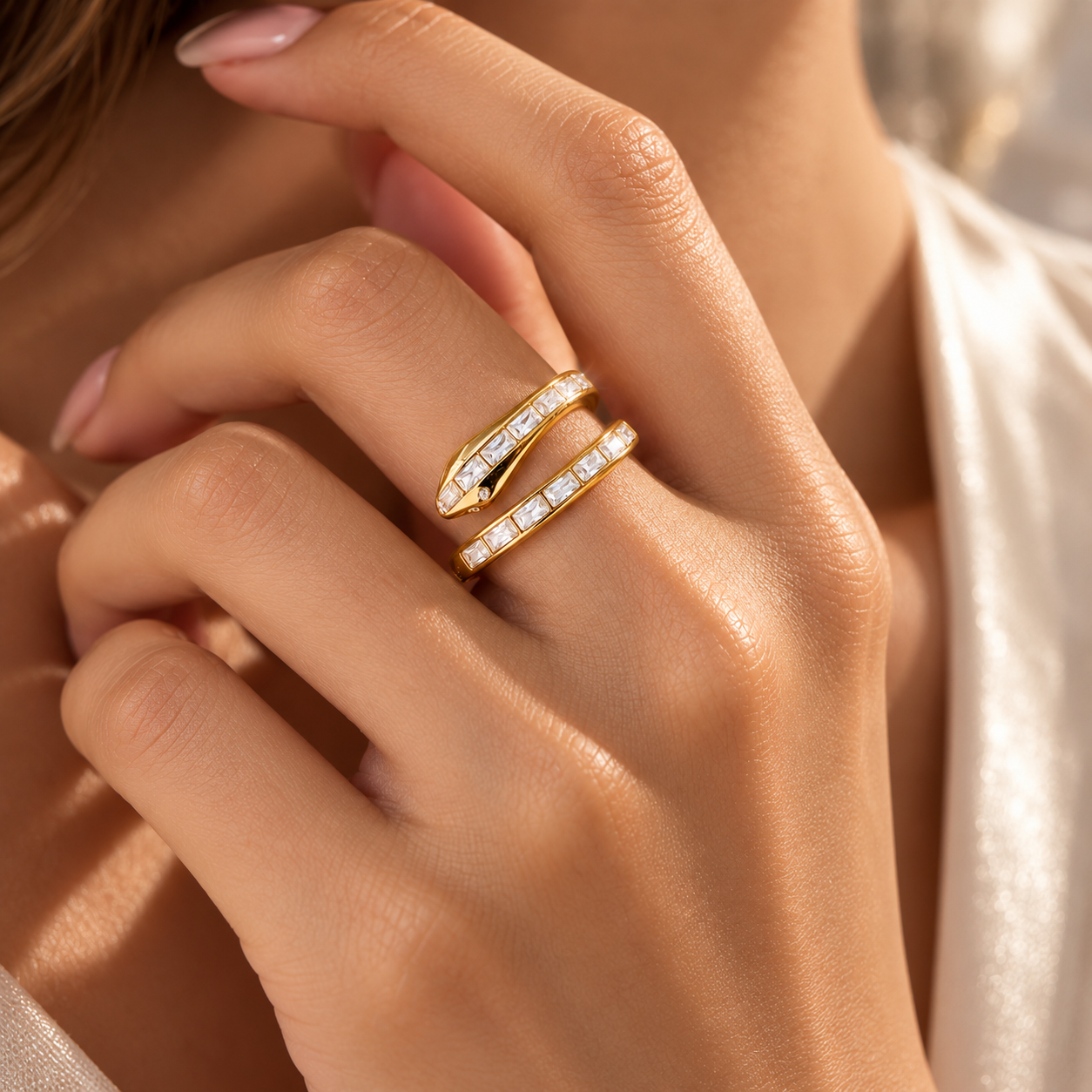 Crystal Serpent Wrap Ring
