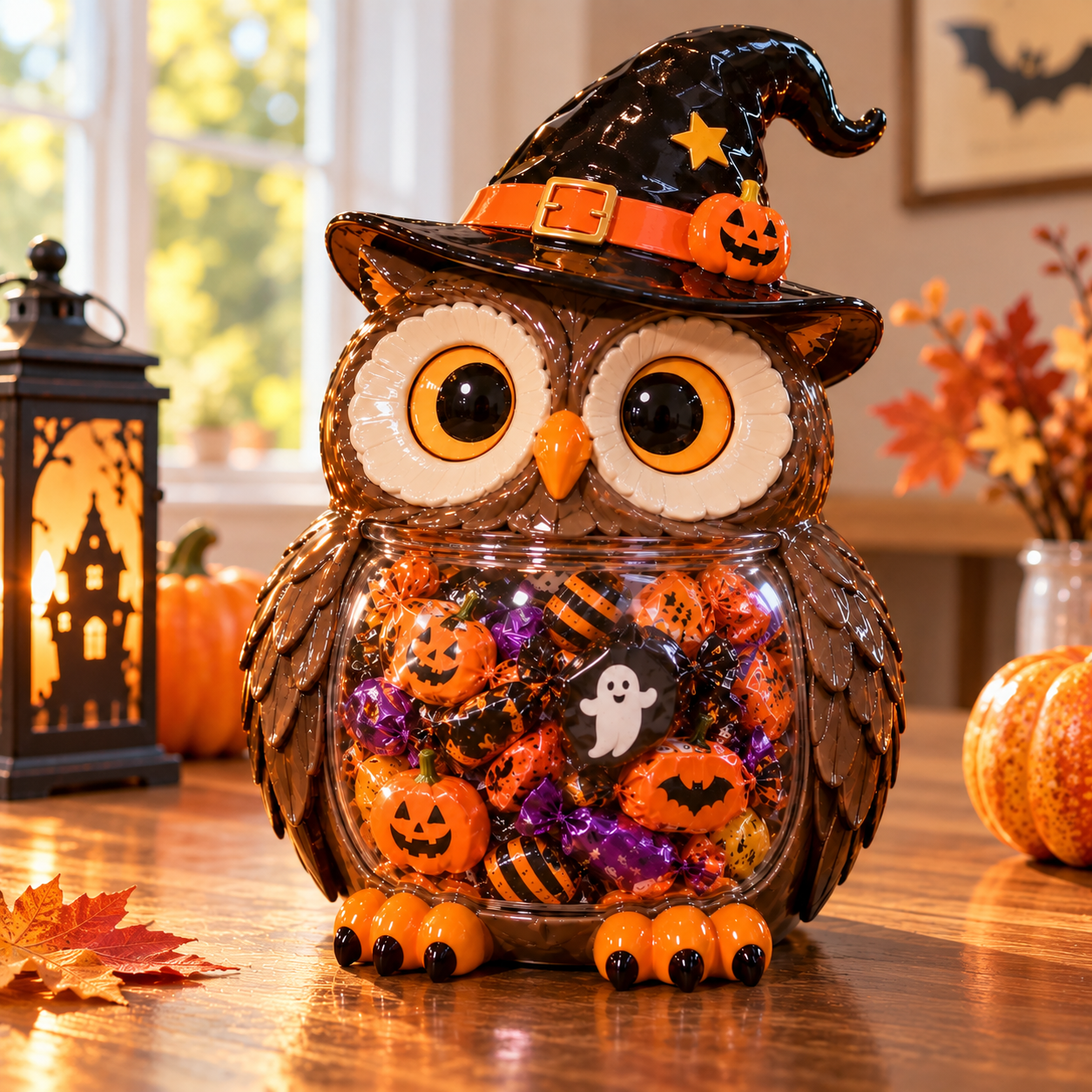 Witchy Owl Halloween Glass Candy Jar | Spooky Treats & Décor