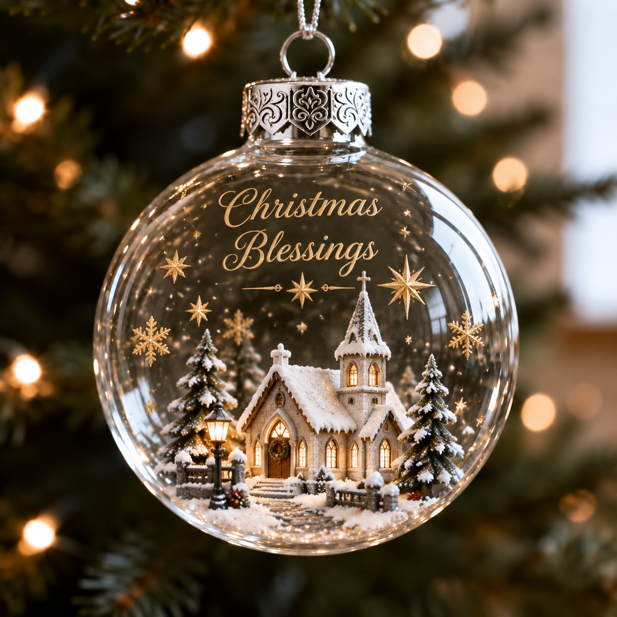 Christian Christmas Ornament Set | Nativity & Angel Glass Ball Holiday Decorations