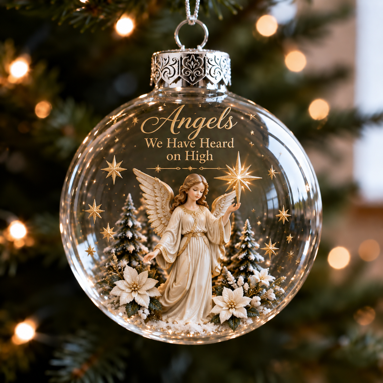 Christian Christmas Ornament Set | Nativity & Angel Glass Ball Holiday Decorations
